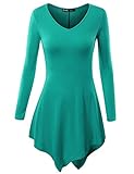 TWINTH Womens Long Sleeve Handkerchief Hem Lightweight Tunic Top
