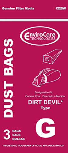 EnviroCare Replacement Vacuum Cleaner Dust Bags made to fit Royal Dirt Devil Type G Hand Vacuums 3 Pack