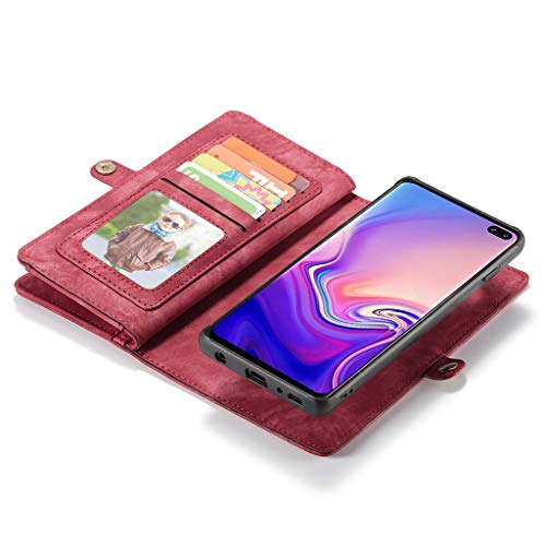 MatureGirl for Samsung S10 Plus Case Magnetic Adsorption Metal Bumper Glass Case Cover Fits Samsung Galaxy S10 6.4 inch (Red)