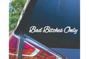 KRAMER STICKER'S SHOP Kramer Bad Bitches Only Sticker for Car Vinyl Decal Truck Window Bumper Sticker (5", White)