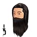 Hairginkgo 100% Human Hair Male Mannequin Head with Beard, cosmetology Mannequin Training Head (black)