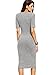 SheIn Women's Scoop-Neck Solid Short-Sleeve Knee Fitted Dress, Grey, Large