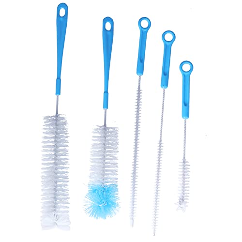 Bottle Brush, Milk Bottle Brush 5pcs Cleaning Brush Cleaning Bottle Brush Set Multi-functional Bottle Brush Suitable for Cups for Narrow Neck Water Bottle for Baby Bottle(Blue)