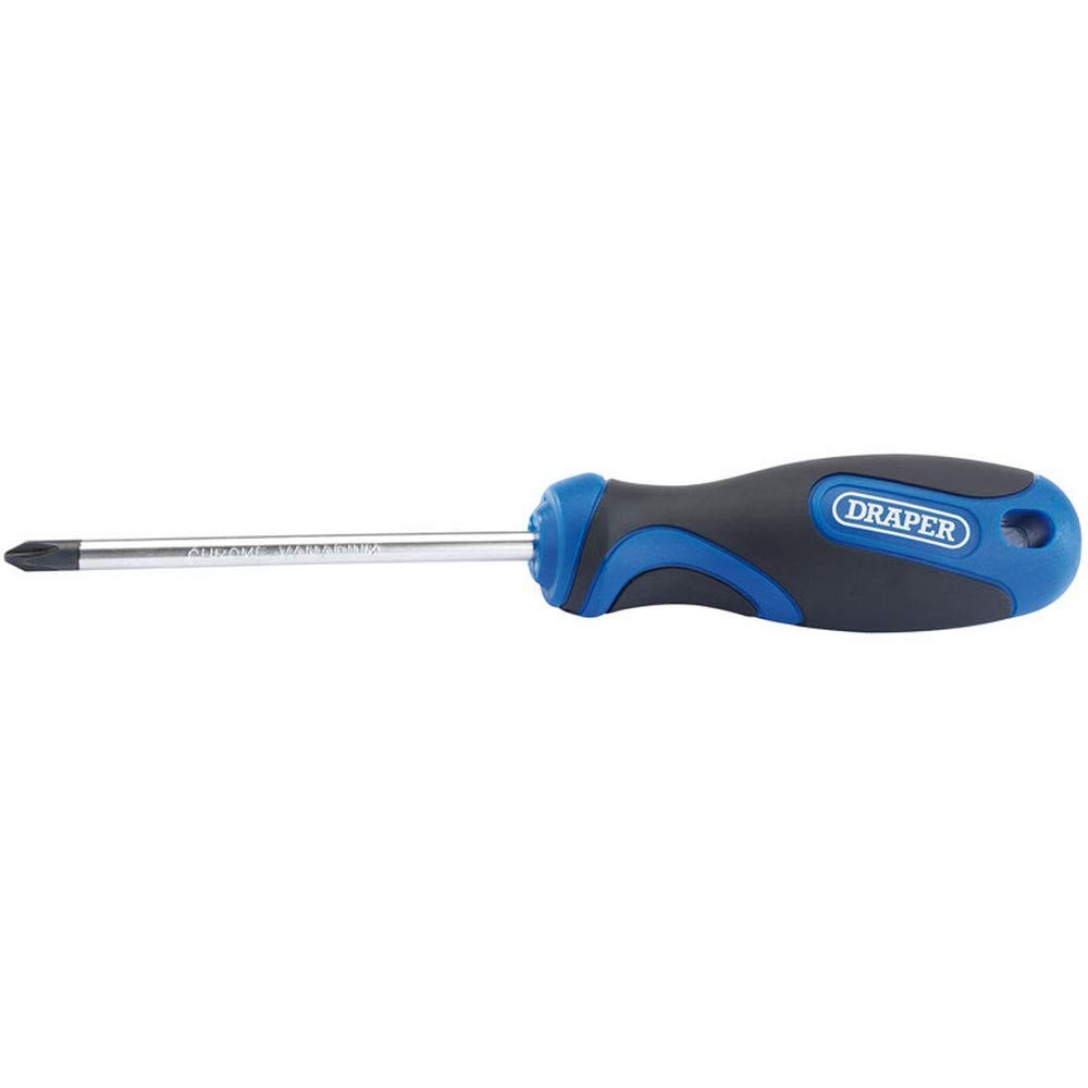 Draper 48932 865CS Number 2 Cross Slot Screwdriver with Soft Grip Handle, 100mm , Blue — image 1