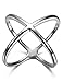 DEESSEYE Stainless Steel Ring Gold Plated Women Criss Cross Ring, Size 7-10 (White, 10)