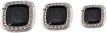 Anjing 12PCS Square Shiny Buttons with Shank Imitation Gem Amber Sew Crafting Buttons for Women'e Garment Black 30mm