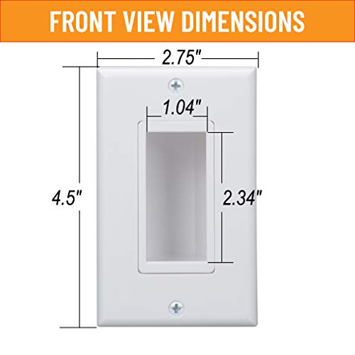 Wi4You Cable Pass Through Wall Plate White, Recessed Cable Wall Plate