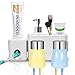 E-ROOM TREND Toothbrush Holder Wall Mounted Removable with Spare Adhesive Pads, Automatic Toothpaste Dispenser Bathroom Organization Space Saving Perfect for Home Dormitory Use 2 Cup Set (A001)