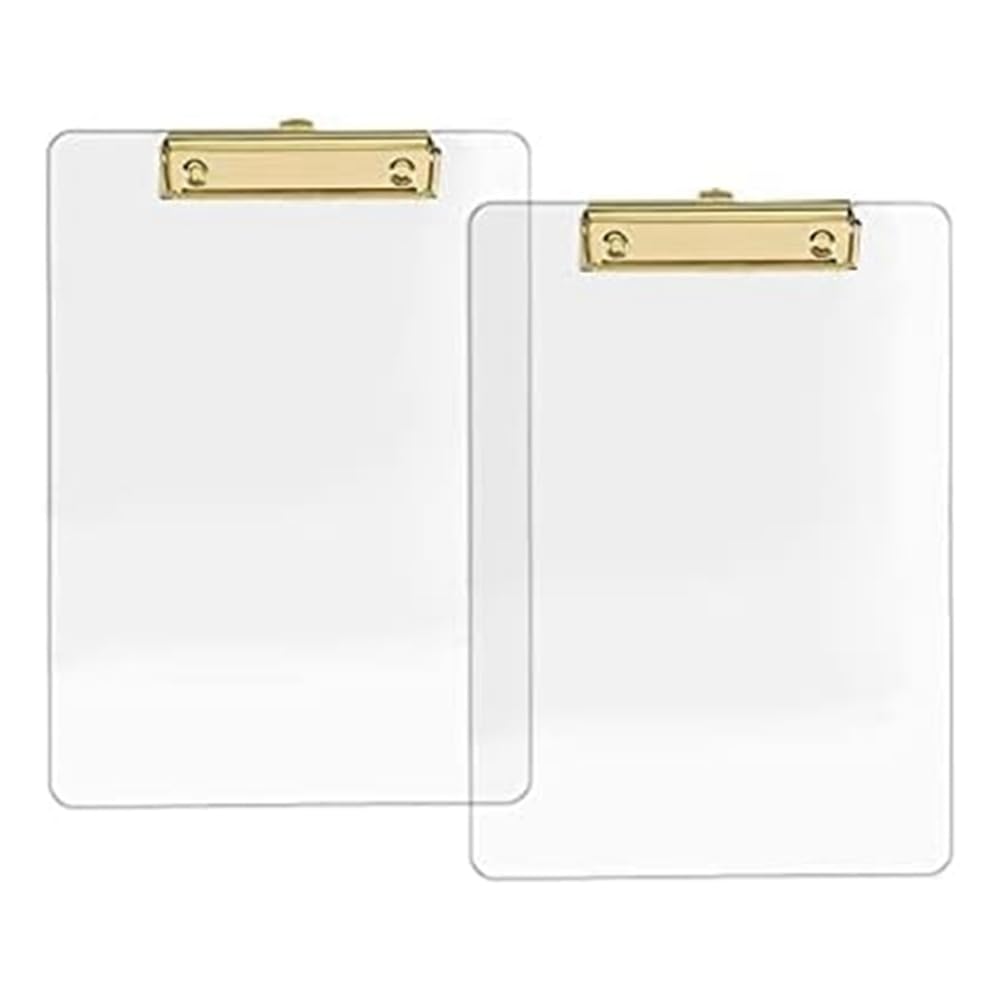 Opuorcy 2 Pack Clipboard with Gold Clip, 8.8X12.2 A4 Letter Size, School and,