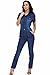 FARYSAYS Women's Sexy Short Sleeve Button Down Denim Jumpsuit Rompers Large