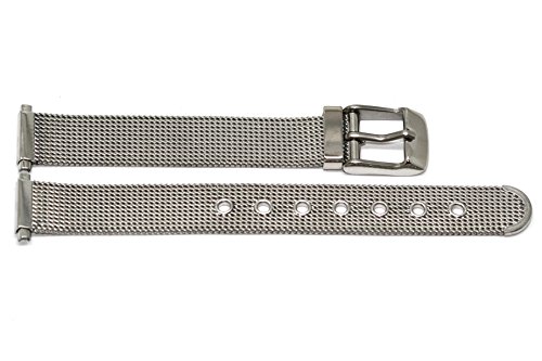 STAINLESS STEEL 12-16MM SILVER MESH VINTAGE BUCKLE WATCH BAND STRAP
