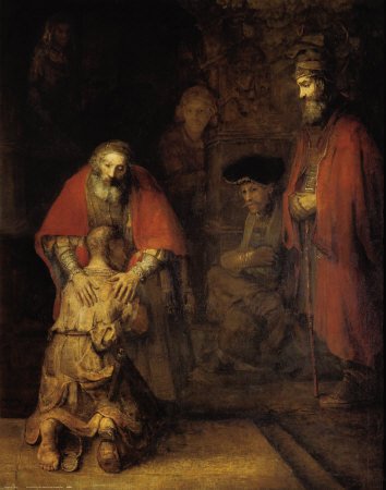 Return of the Prodigal Son Fine Art Poster Print by Rembrandt Van Rijn, Overall Size: 25x32, Image Size: 23x30