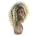 BonJoJo Afro Kinky Curly Wig Blonde Highlights Short Side Part Ombre Synthetic African Fluffy Hair Heat Resistant