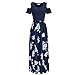 MURTIAL Women' Long Dress Cold Shoulder Poet Floral Print Elegant Maxi Short Sleeve Casual Dress Party Dress
