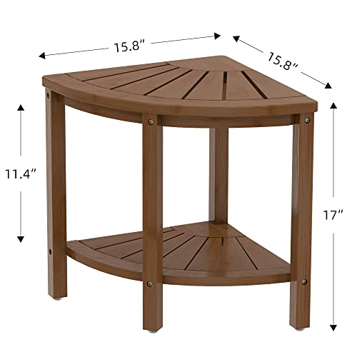 Zhuoyue Bamboo Corner Shower Stool Bench Waterproof with Storage Shelf