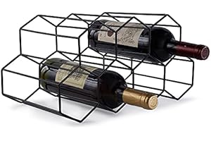 Countertop Wine Rack - 7 Bottle Holder for Wine Storage, Freestanding Wine Rack for Wine Cellar Bar Cabinet, Metal Tabletop W