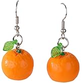 Cute Fruit Dangle Earrings Set – Colorful Resin Strawberry/Grape/Avocado/Apple Designs, Lightweight Fun Food Jewelry for Women, Summer Party Gift