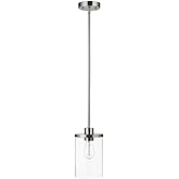 Globe Electric Bellevue Single Light 5.9" Wide Pendant Light, Brushed Nickel, Clear Glass Shade
