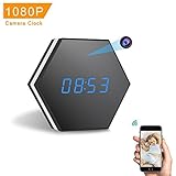 Mini Camera Clock-ENKLOV HD 1080P WiFi Smart Mirror Clock with Night Vision Two-Way Audio Motion Detection Colorful LED light,for Wall and Desk,Perfect Gift …