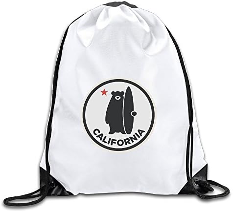 California Surf Bear Drawstring Backpack Bag Gym Sack
