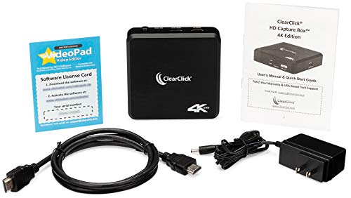 ClearClick 4K HD Capture Box - Capture Up to 4K30 Video from Gaming Devices & HDMI Sources - No Computer Required