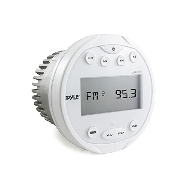 Pyle-Hydra-Waterproof-Bluetooth-Marine-Digital-Receiver-Stereo-Radio-USBMP3AMFMAUX-Input-RoundCircle