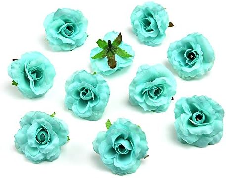 Handmade Mini Artificial Silk Rose Flowers Heads DIY Scrapbooking Flower Kiss Ball for Wedding Decorative 30pcs (Tiffany)