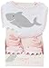 Baby Aspen Chomp and Stomp Shark Bib and Booties Gift Set, Pink