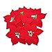 M2cbridge Artificial Christmas Flowers Red Velvet Poinsettia Floral Picks for Christmas Wreath Tree Ornaments (50pcs Red)
