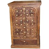 Mogul Interior Antique Indian Doors Small Cabinet Accent Decor Brass Stars Chest Farmhouse Storage