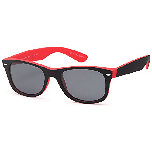 GAMMA RAY Classic Polarized Sunglasses for Kids Ages 5-10 – Red Frame Gray Lens