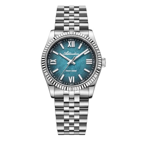 ADDIESDIVE 10.6 MM Luxury Watches for Men Women Roman Numerals Synthetic Sapphire VH Sweep Second Fluted Bezel Casual Wear Unisex Watch
