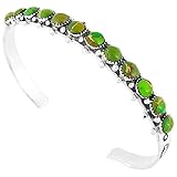 925 Sterling Silver Bracelet with Genuine Green Turquoise