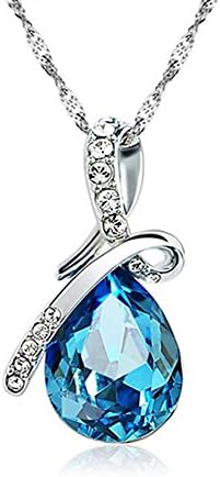 Flawless Teardrop Pendant Necklace Made from a Unique Crystal. (Royal Sapphire Blue)