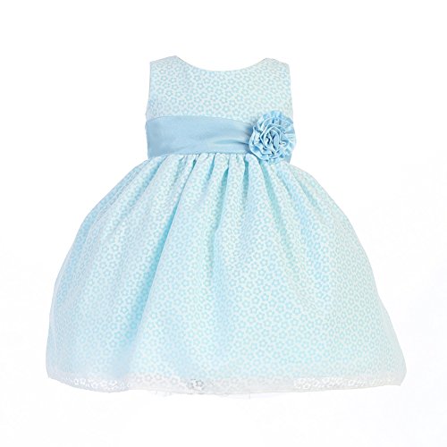Lito Baby Girls Blue Cotton Burnout Special Occasion Easter Dress 6-12M