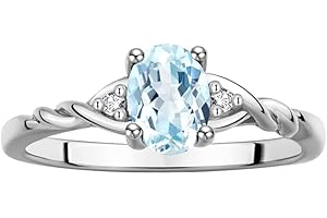 Rylos Sterling Silver Classic Birthstone Ring - 7X5MM Oval Gemstone & Diamonds - Women's Jewelry, Sizes 5-10