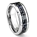 BLUE & BLACK Carbon Fiber Inlay 8MM Men's Tungsten Metal Ring