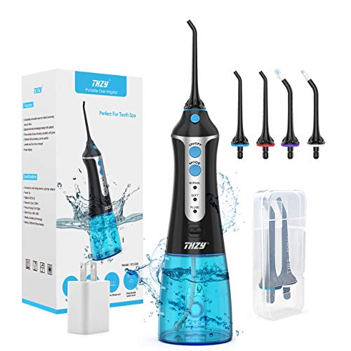 Cordless Water Flosser Oral Irrigator, XPretty Professional Portable and Rechargeable Dental Water Flossing, IPX7 Waterproof 3 Mode Teeth Cleaner with 4 Jet Tips for Home and Travel, Braces Care