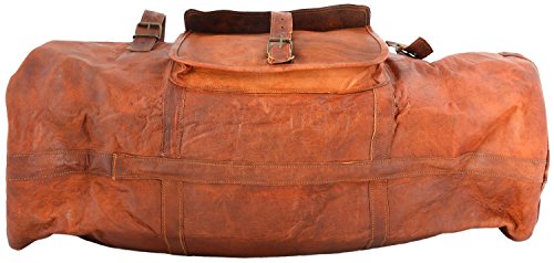 Shakun Leather Handmade Large Leather Duffle Travel Gym Vintage Luggage Weekend Bag - Thumbnail 2