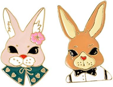 Fashion Cute Cartoon Brooch Animal Enamel Brooches Lapel Pins Badge women Girls Clothing Bag Decor (Rabbits)