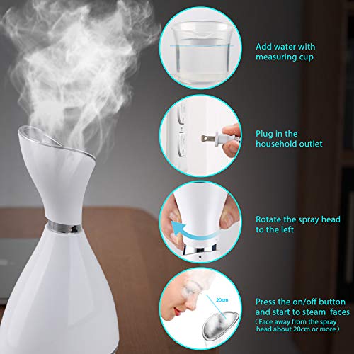 Nano Ionic Facial Steamer,CREPOW Facial Steamer Mini Portable Warm Mist Humidifier Atomizer Sprayer Moisturizing Face Steamer for Home Sauna SPA,Pores Cleanse Clear Blackheads Acne Impurities Skin