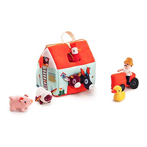 Lilliputiens - Mein erster Bauernhof - Lehrreiches Stoffspielzeug mit Tieren und Bauer - Fördert Motorik und Fantasie - Mit 8 Zubehörteilen und Tragegriff - Spielzeug zur Frühförderung - Ab 18 Monaten – Bild 8