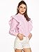 SheIn Women's Striped Ruffle Button Front Long Sleeve Blouse Medium Pink