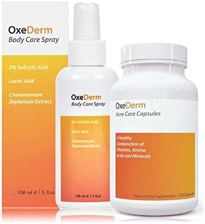 OxeDerm Body & Back Acne Treatment Spray, Pills Combo (1 Kit)