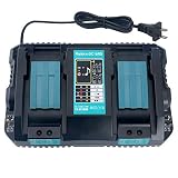 Lasica DC18RD 18V Lithium-Ion Dual Port Rapid Optimum Charger for Makita 14.4V-18V LXT Battery BL1830 BL1840 BL1850 BL1860 BL1815 BL1430 BL1450 BL1440 Makita 18V Battery Charger DC18RC DC18RA DC18SF