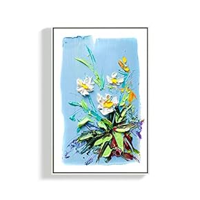 Framed Canvas Home Artwork Decoration Oil Flowers Canvas Wall Art for Living Room, Bedroom - 16x24 inches