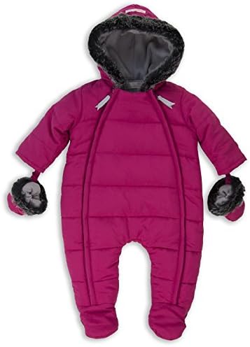 The Essential One Baby Girls' Fur Trimmed Snowsuit Pram 0-3 Months Pink