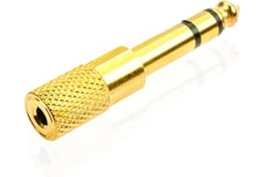 3.5Mm to 6.35Mm Jack Plug Female to Male Audio Converter Stereo Audio Headphone Jack Adapter Converter Connector - Gold Color