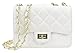 Covelin Women's Leather Fashion Handbag Quilting Envelope Cross Body Shoulder Bag White