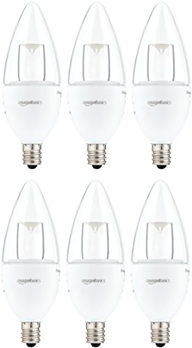 AmazonBasics 40 Watt Equivalent, Soft White, Dimmable, B11 LED Light Bulb – 6 Pack